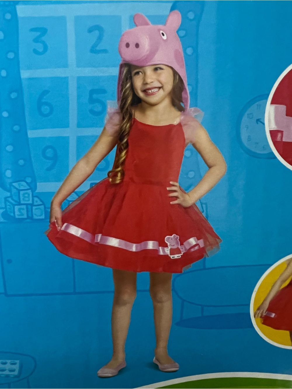 Peppa Pig Red costume Dress with Pink Headpiece Toddler Costume NEW 2T Halloween - Picture 3 of 10